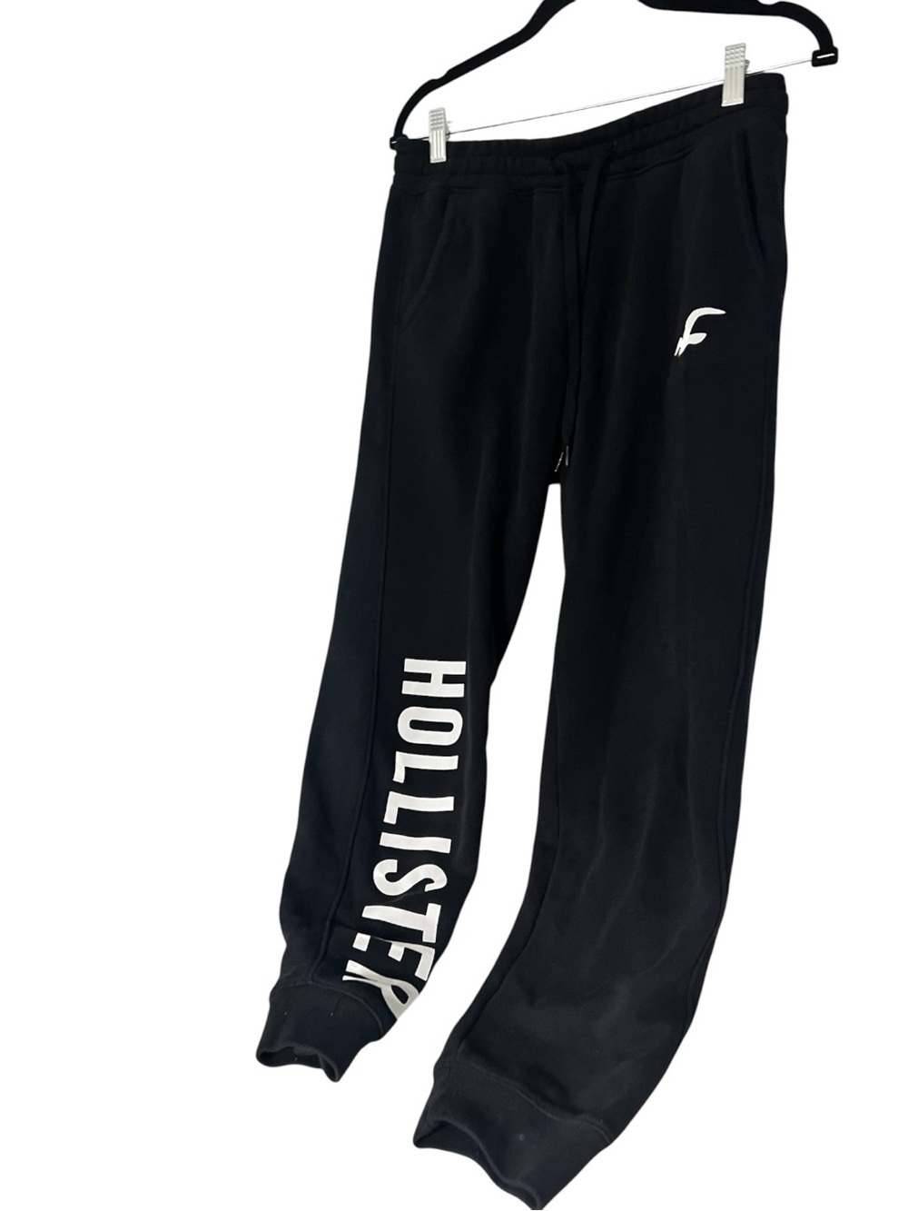 Hollister Black Sweatpants with White Logo Panel